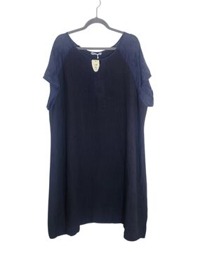 Martina Innocenti Navy Linen Shift Dress Size 2X NWT Flaw